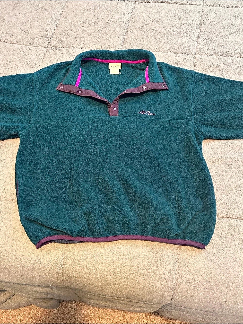 LL Bean Vintage Medium Snap-Front Fleece Pullover Vintage